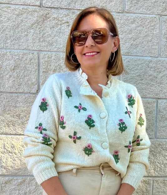 CHAQUETA BEIGE FLORES