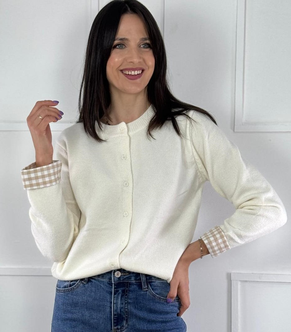 CHAQUETA BEIGE VICHY