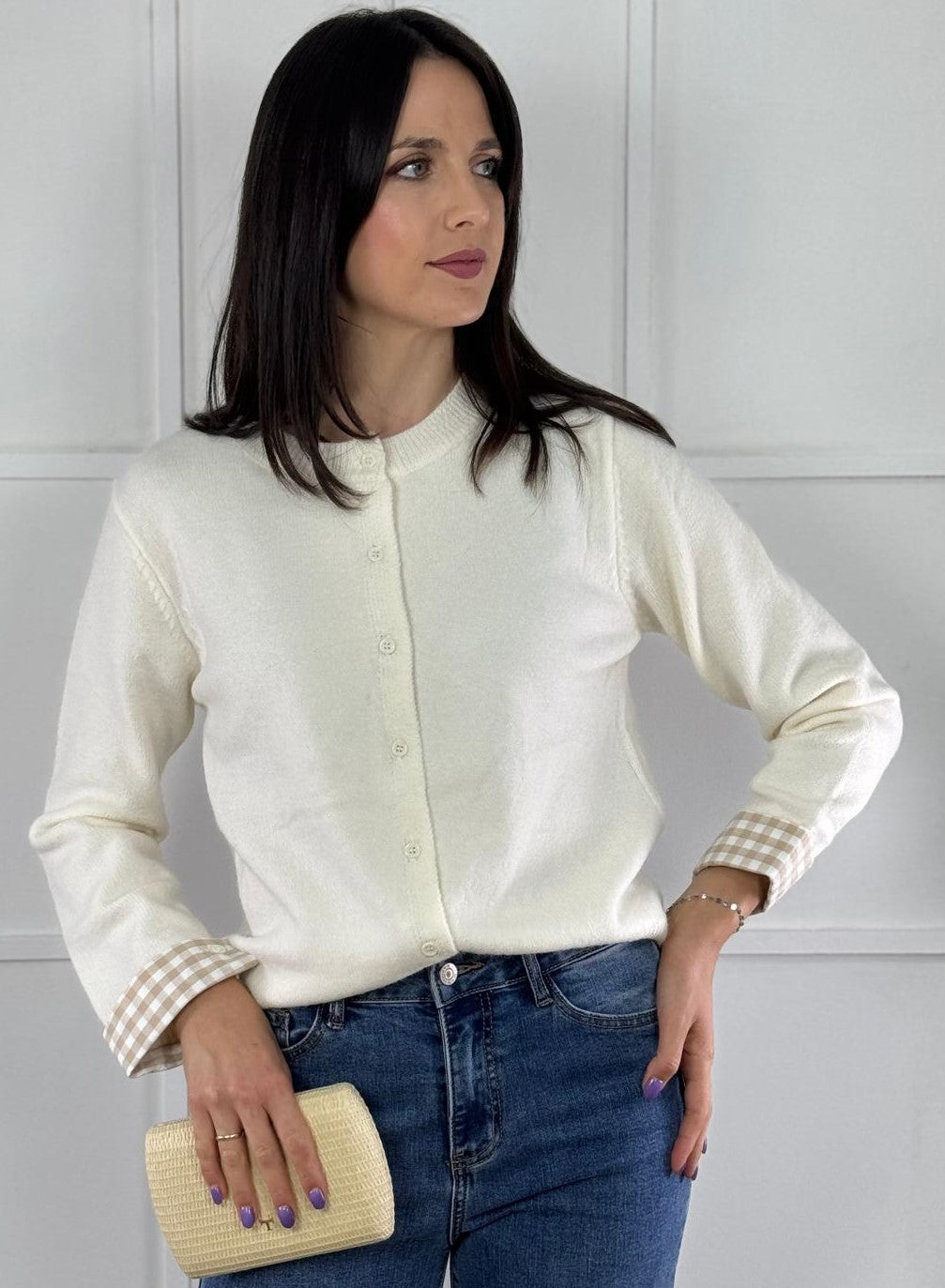 CHAQUETA BEIGE VICHY