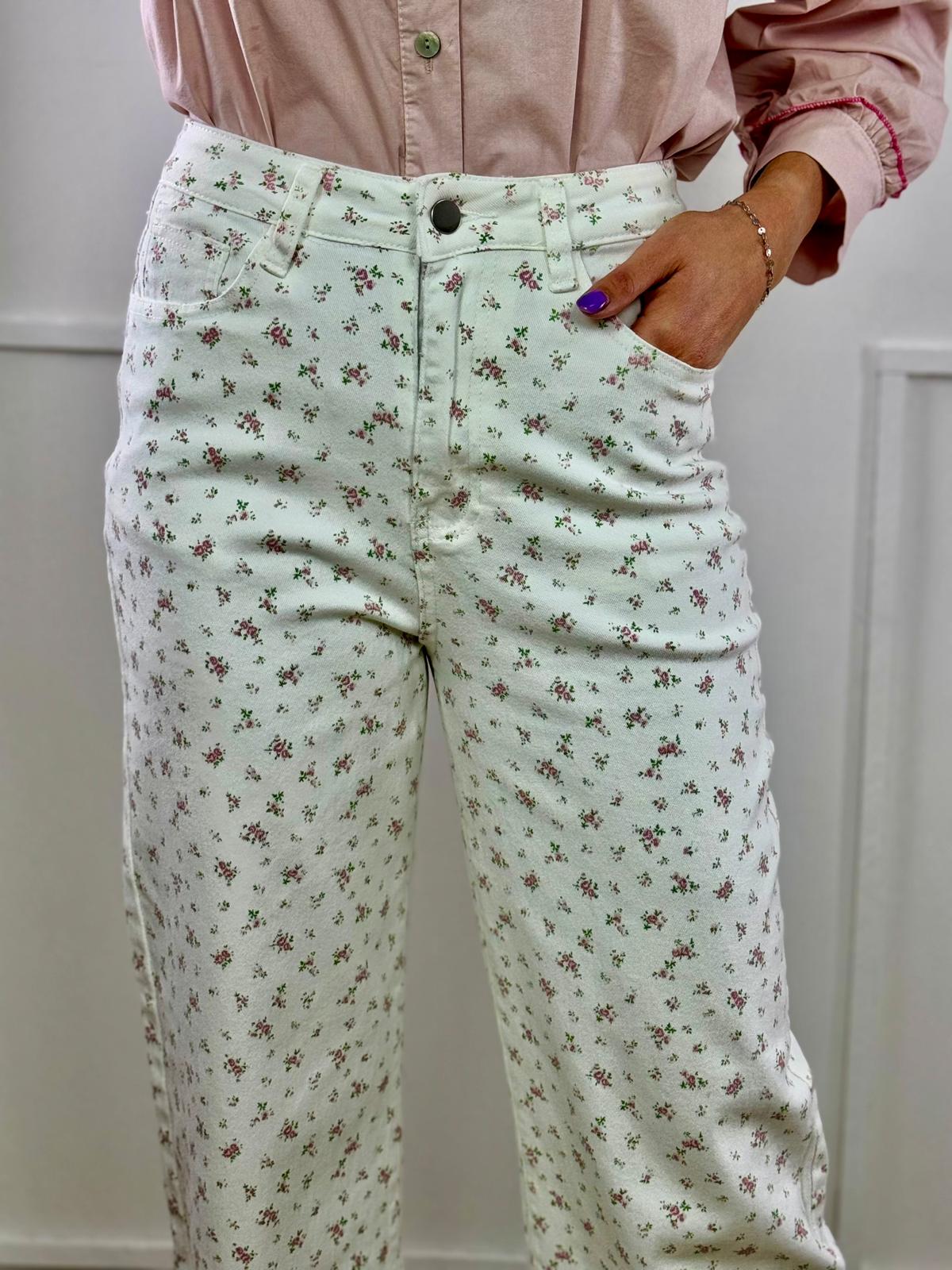 PANTALÓN BLANCO FLORAL