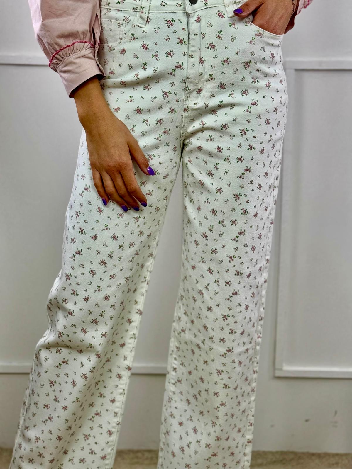 PANTALÓN BLANCO FLORAL