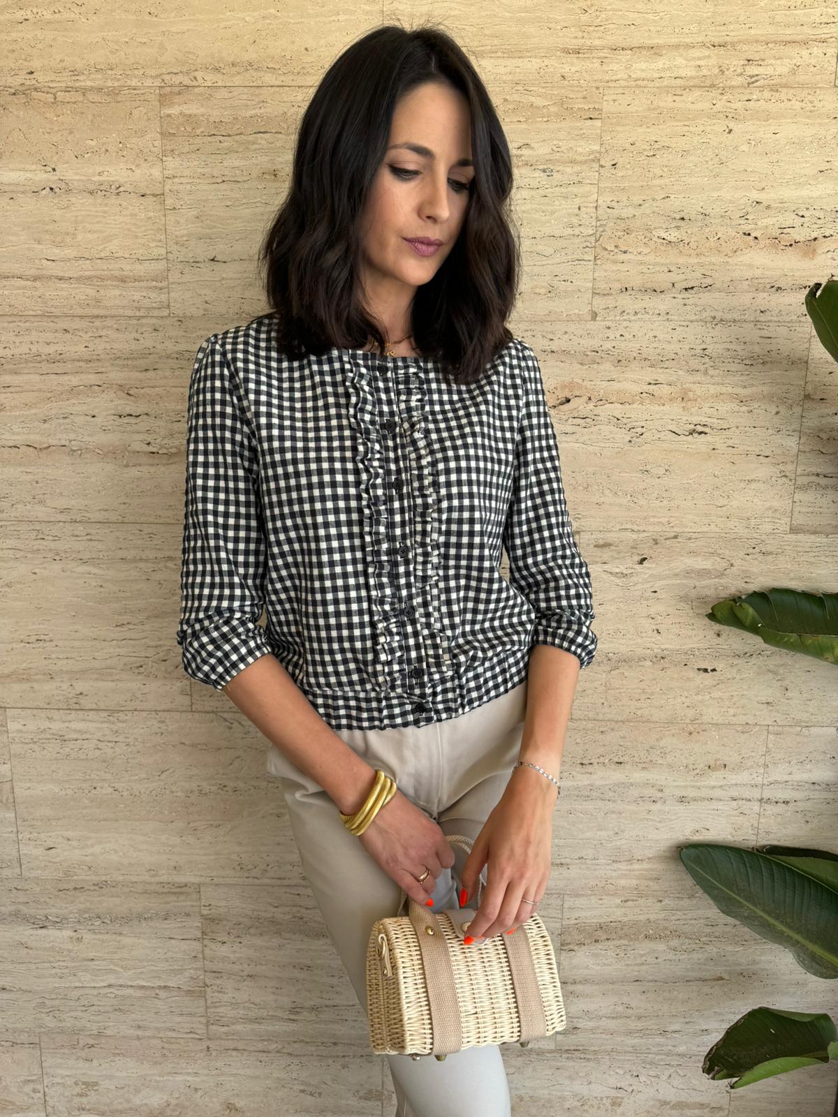 Conjunto Vichy Beige-Negro
