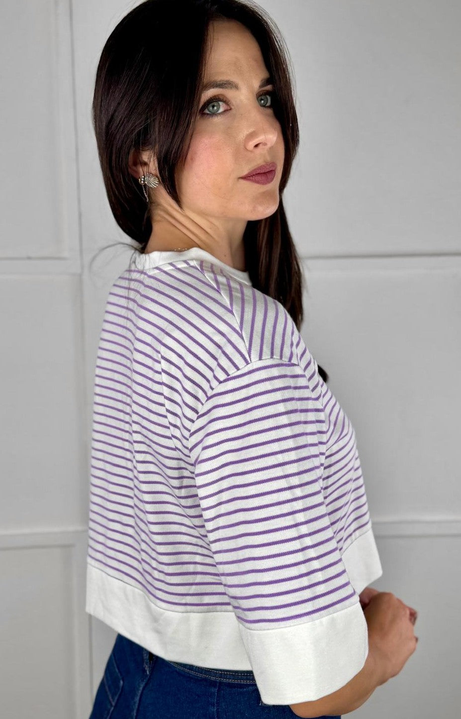 CAMISETA RAYAS LILA