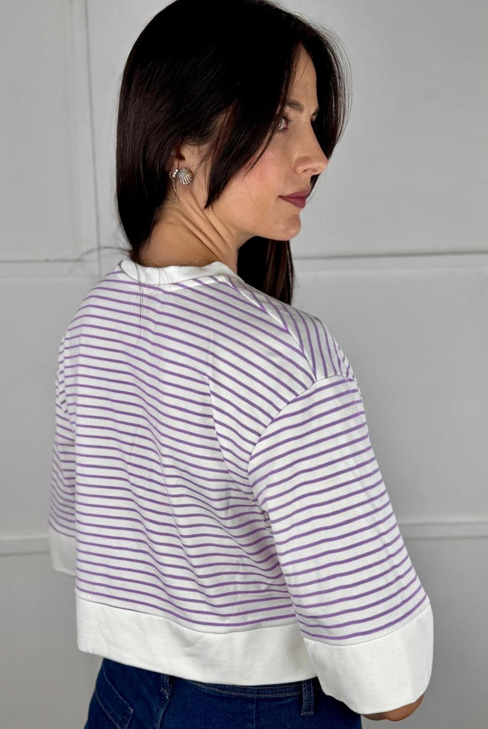 CAMISETA RAYAS LILA