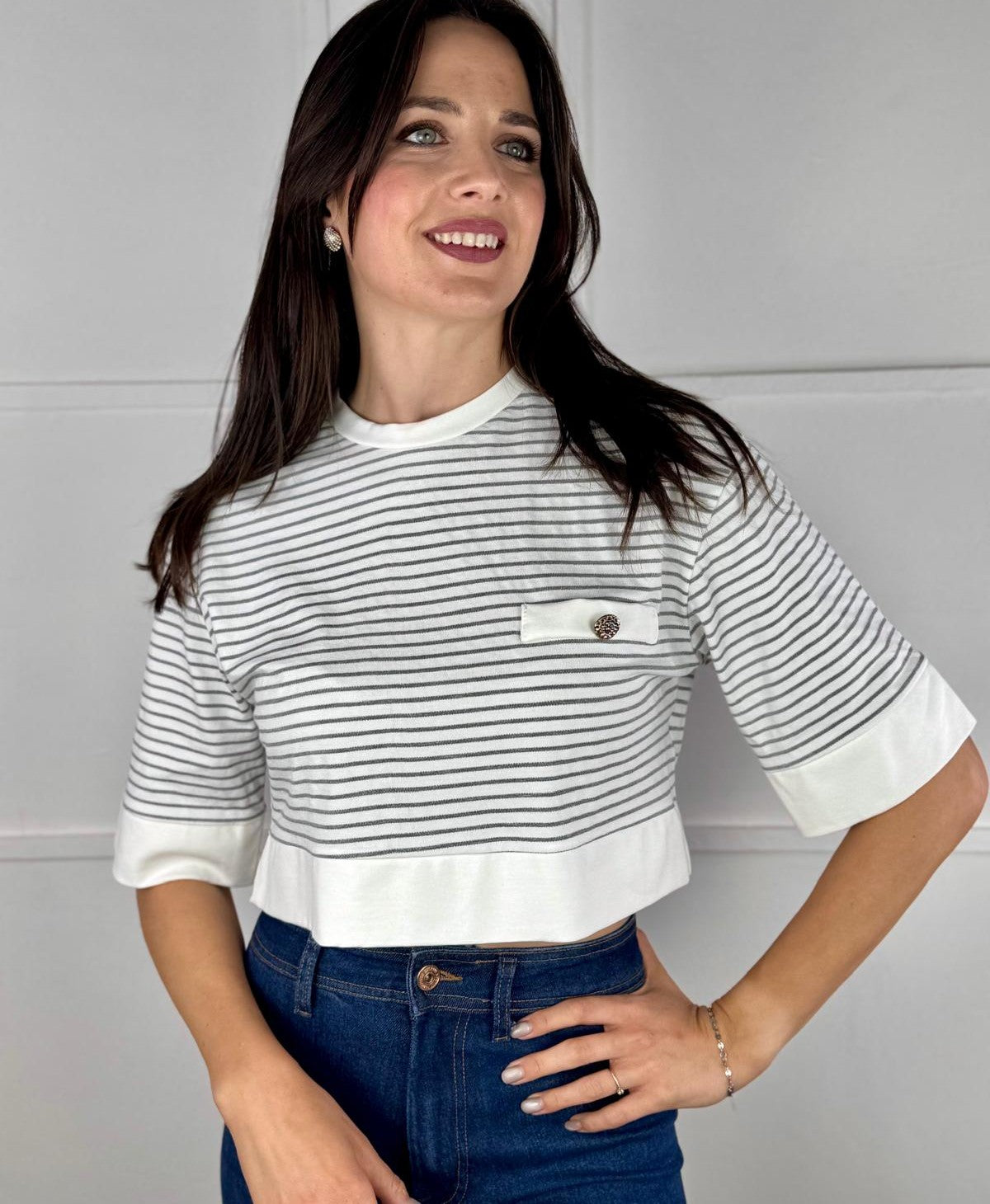 CAMISETA RAYAS GRIS